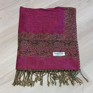 Pashmina Fuchsia and Olive Scarf